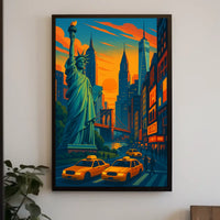 New York City Skyline Artwork Poster Modern Wall Art