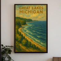 Great Lakes Scenic Landscape Impressionist Travel Poster