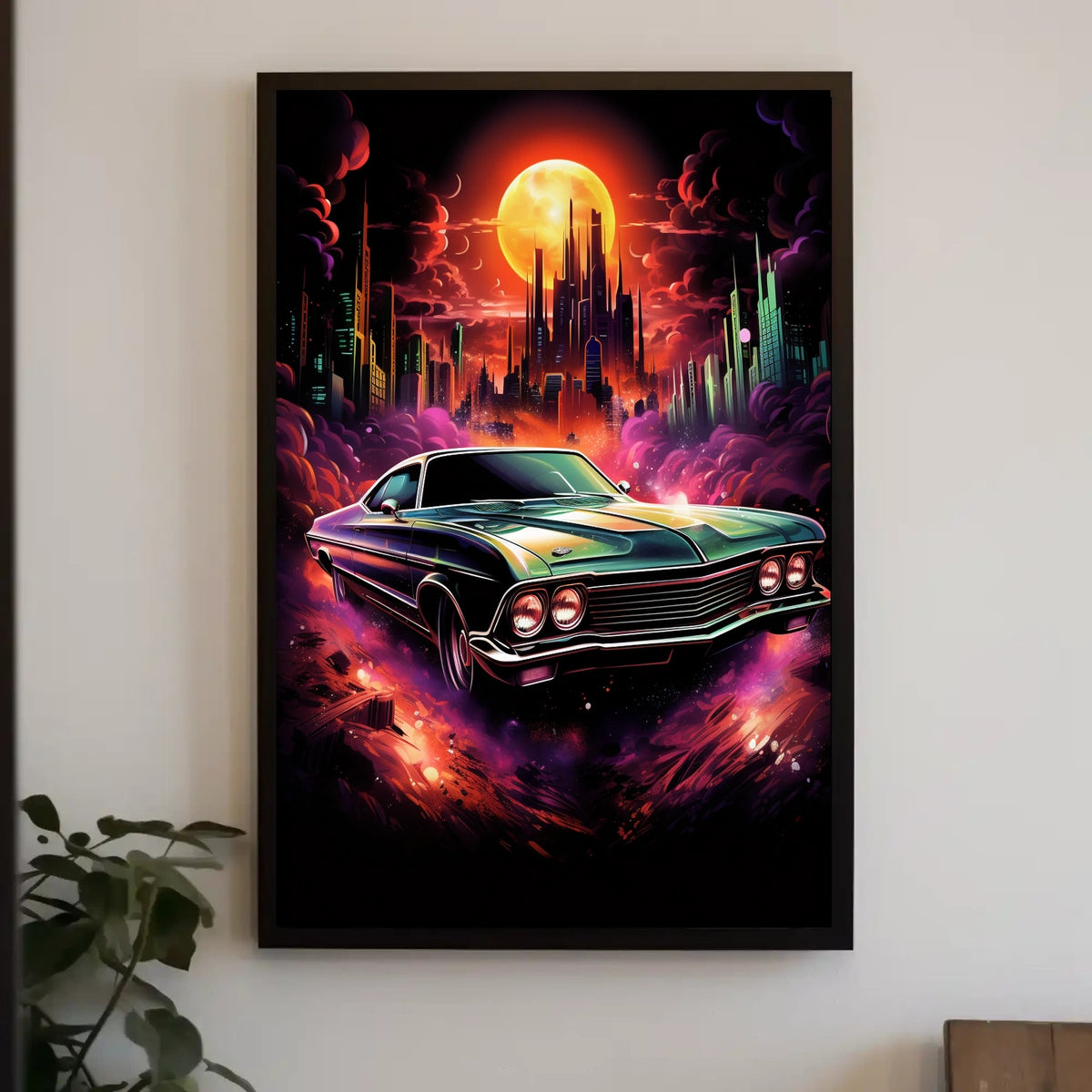 Neon Cityscape Drive Poster