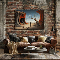 Surreal Journey in Barren Landscape Artistic Poster