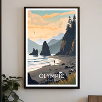 Olympic National Park Poster Vintage Travel Wall Art