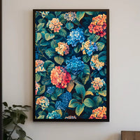 Vibrant Hydrangea Blossom: Ultra-Realistic Artistic Poster