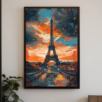 Eiffel Tower Abstract Art Poster: Vibrant Paris Scene