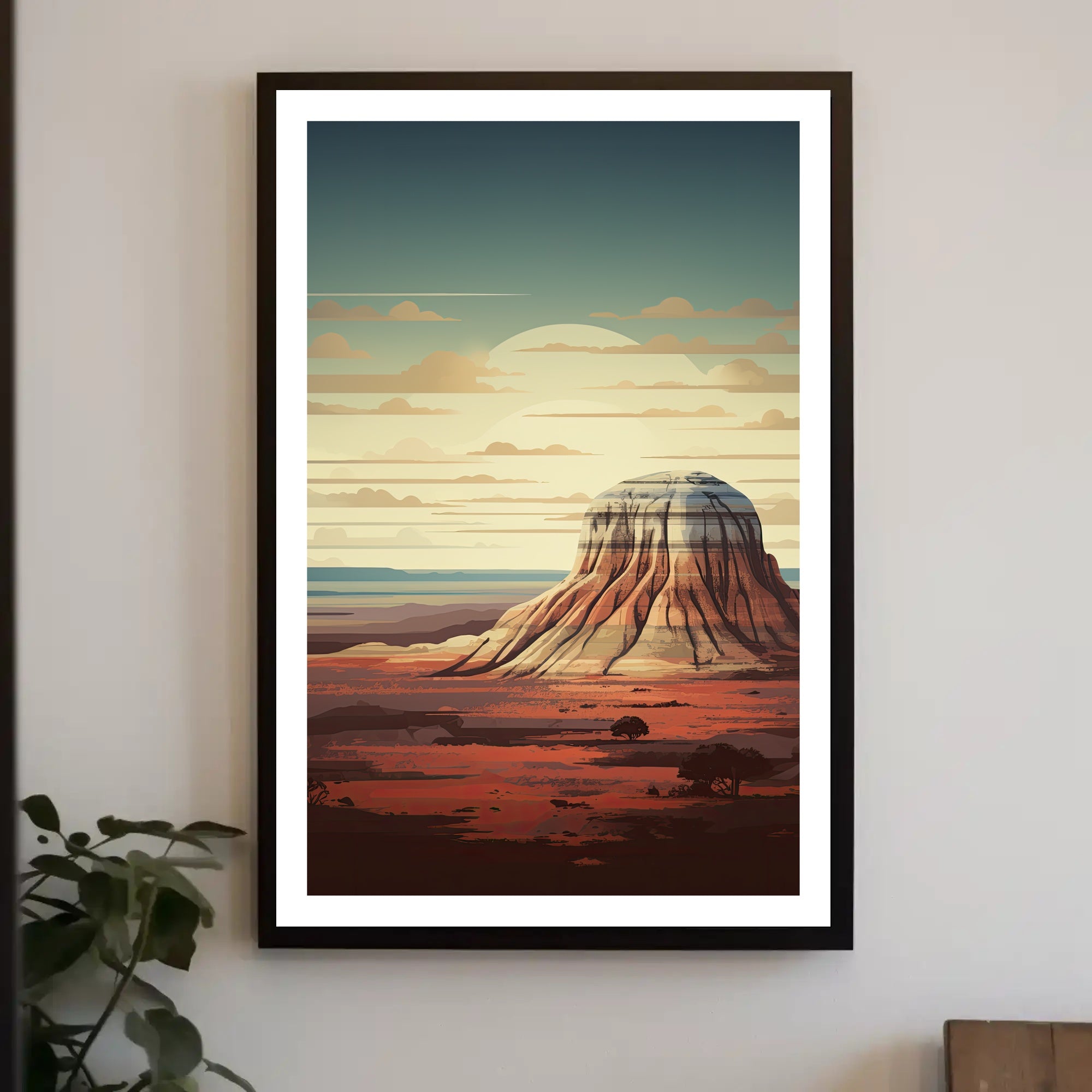 Desert Landscape Illustration Poster Modern Wall Art