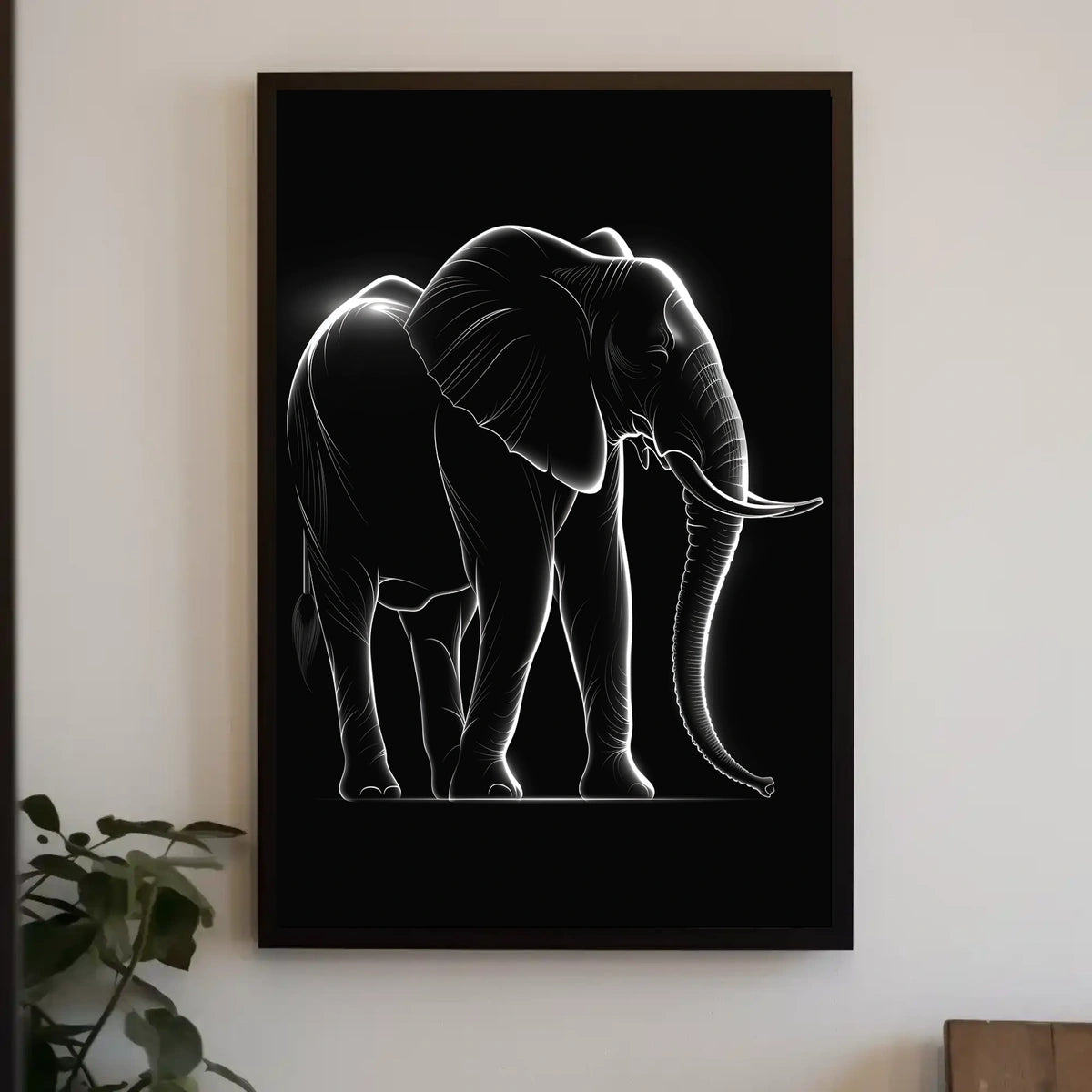 Illuminated Elephant Silhouette Poster