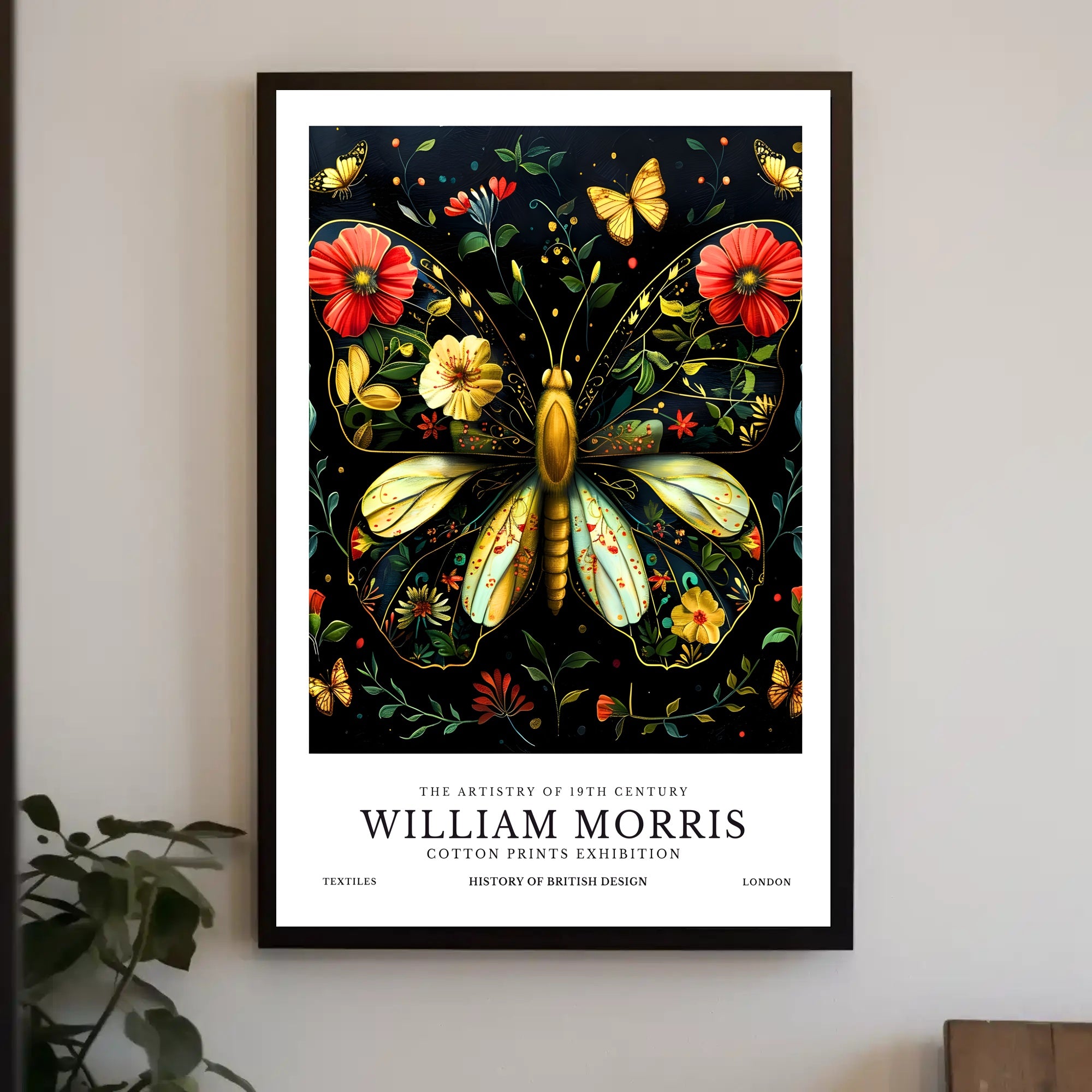 William Morris Butterfly Design Artistic Poster