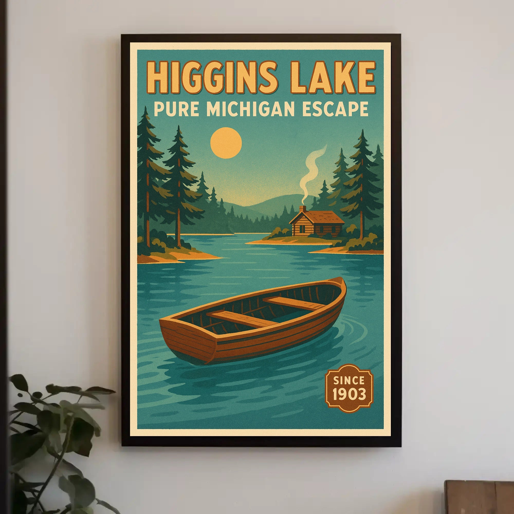 Higgins Lake Vintage Travel Poster Wall Art