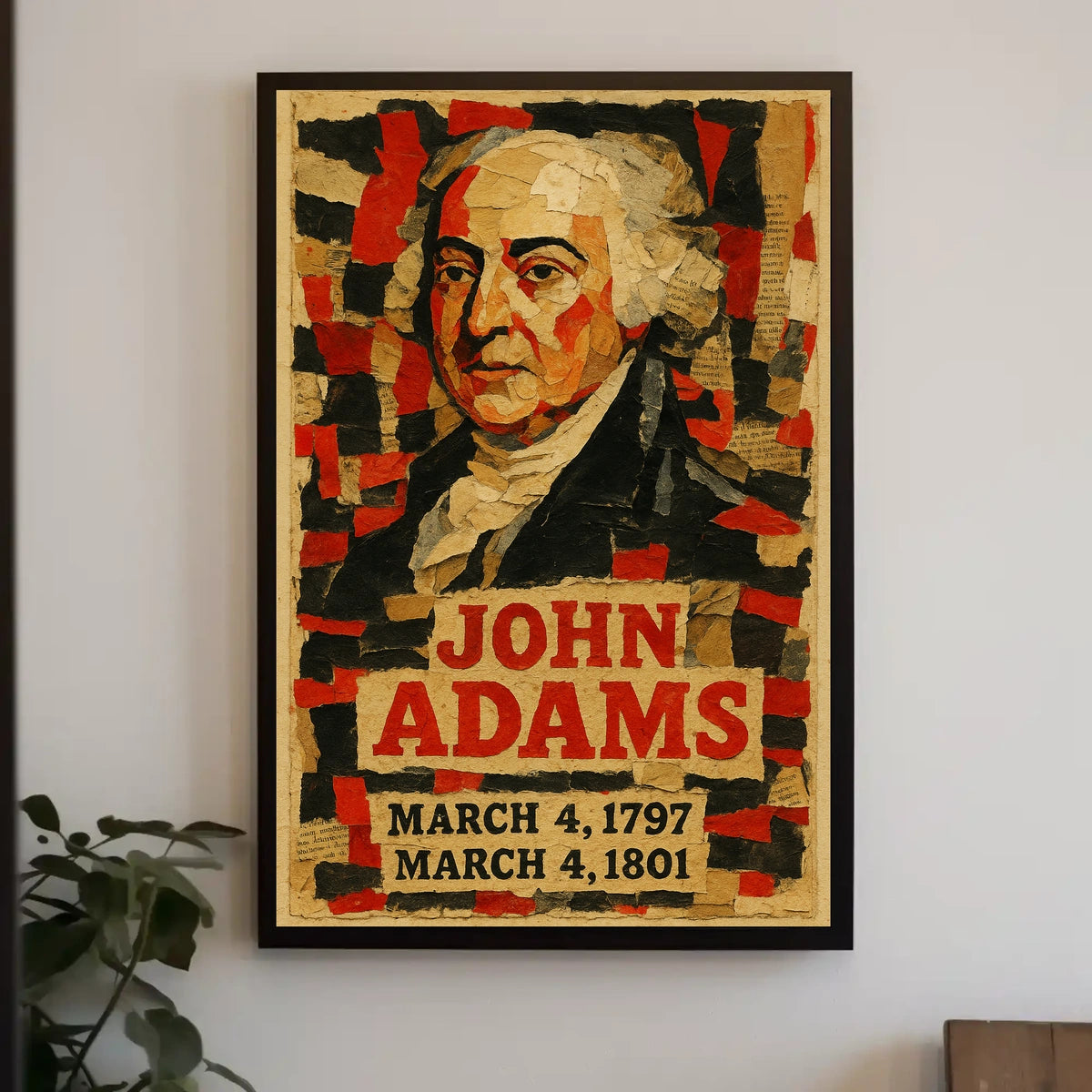 John Adams 2nd President of the United States Layered paper Collage Poster