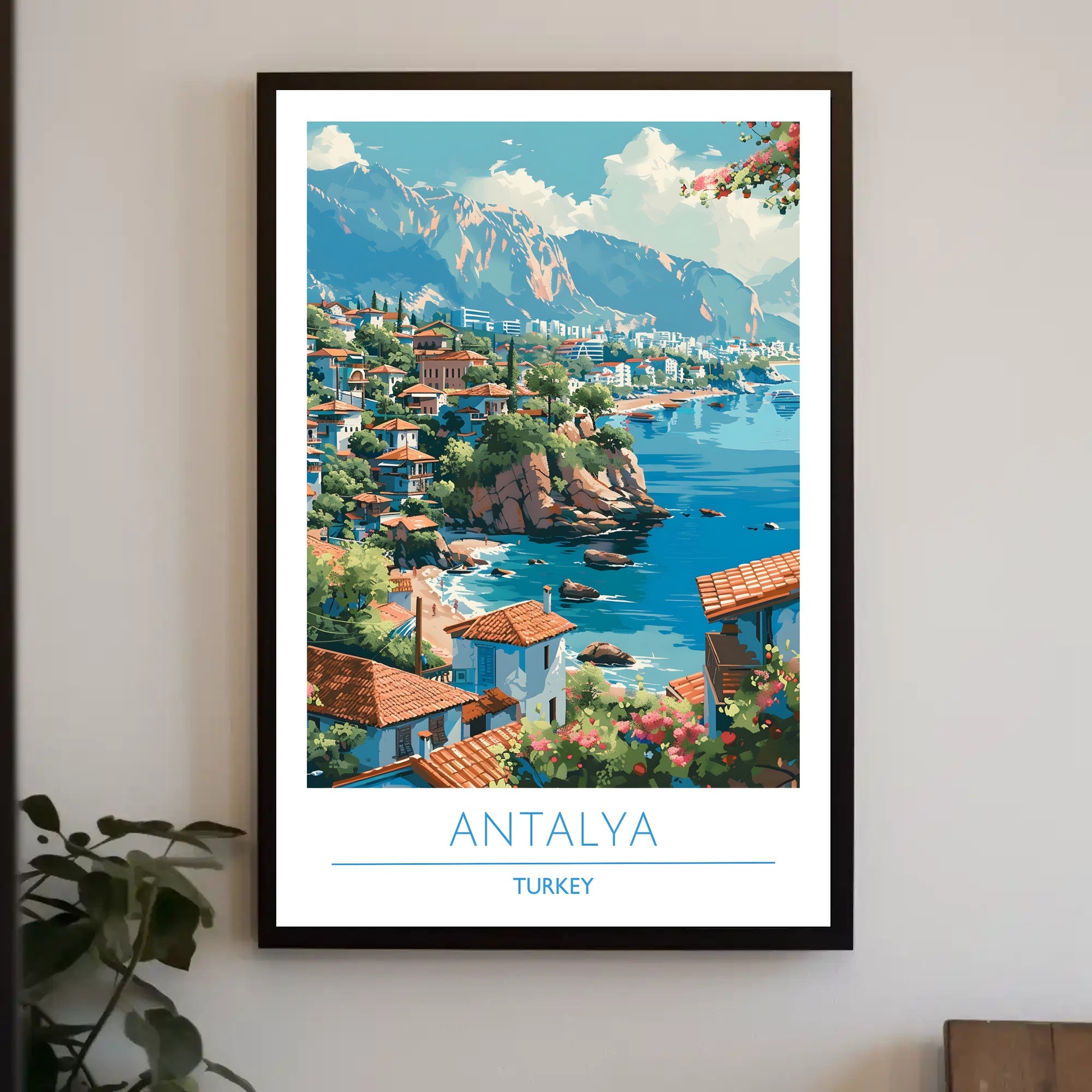Scenic Antalya Coastal Cityscape Travel Poster