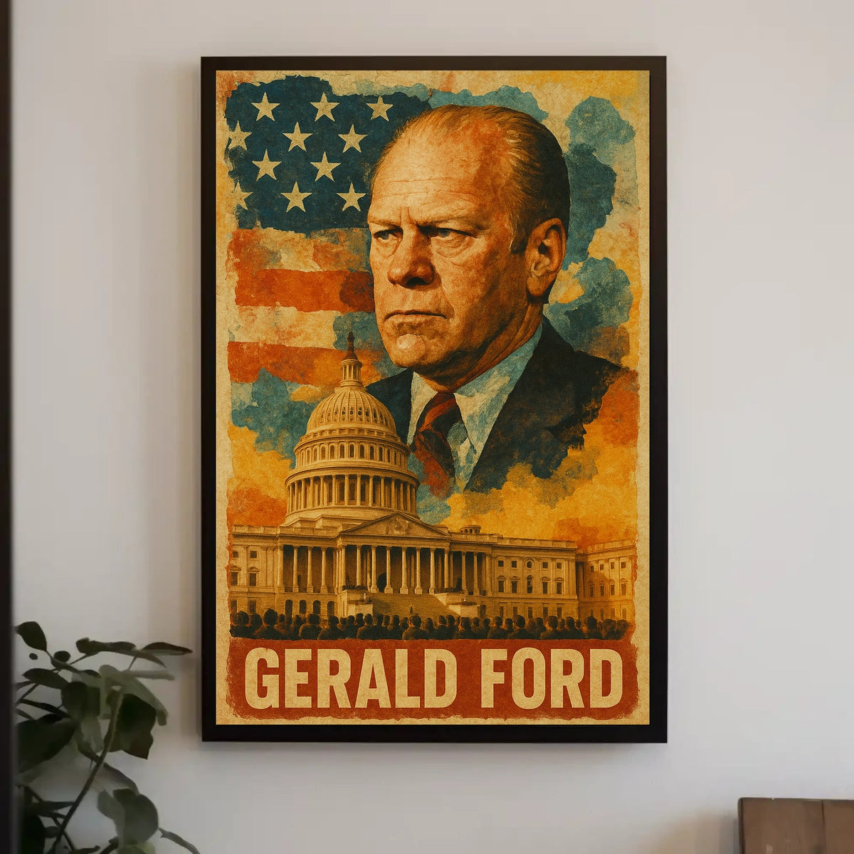 Gerald Ford 38th President of the United States Layered Digital Collage Poster