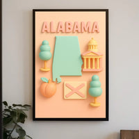 Alabama State Icons Poster