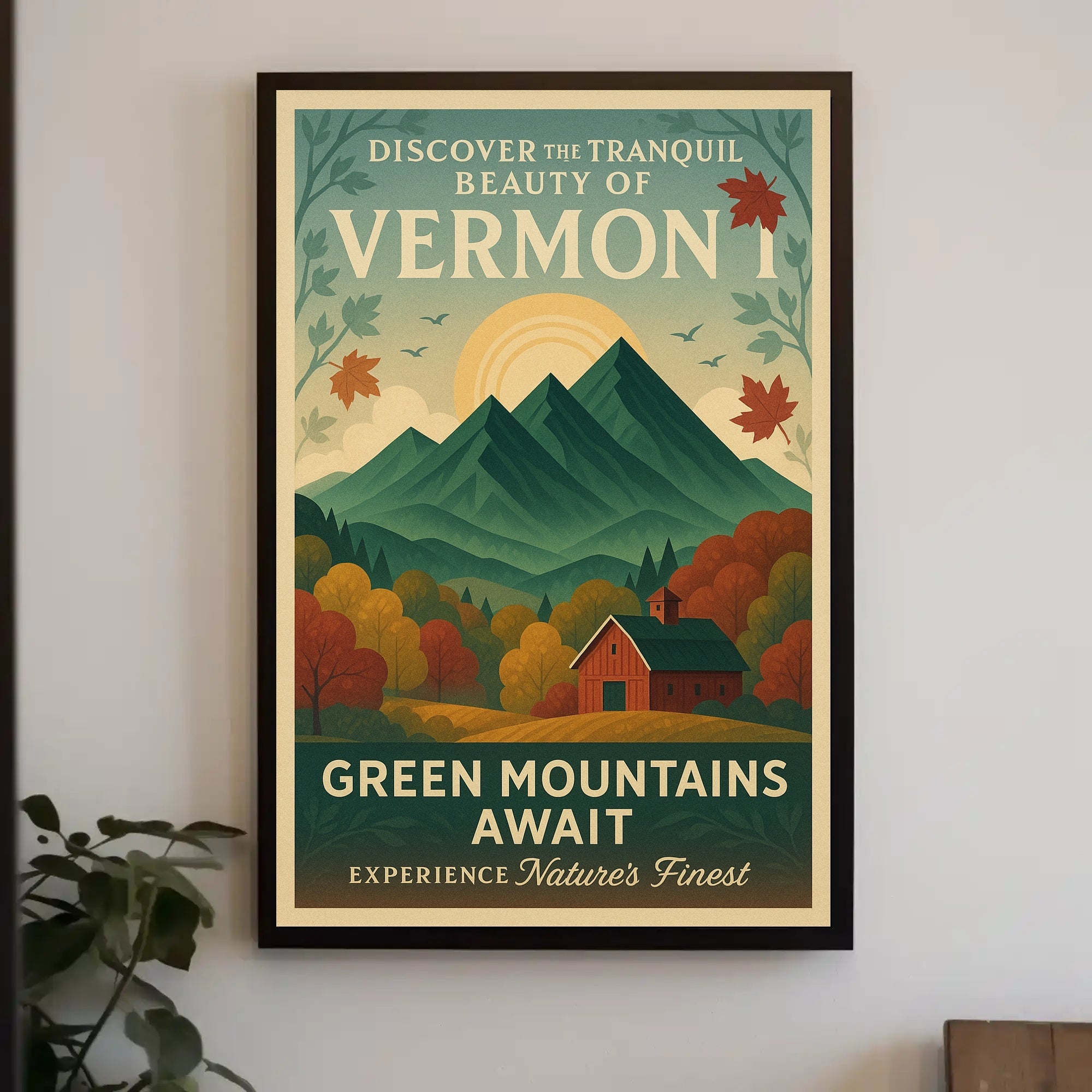 Green Mountains Await Vintage Poster Print