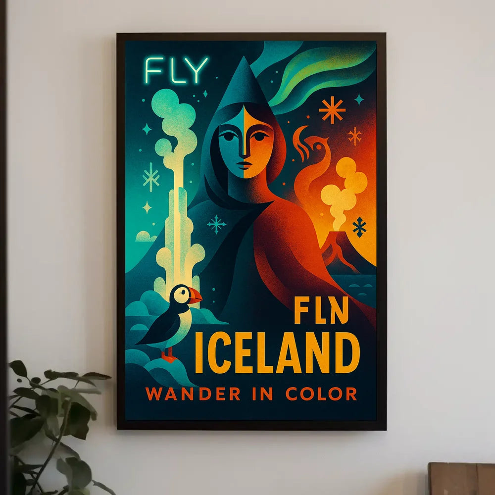 Iceland Adventure Fly and Wander Travel Poster PosterGoat