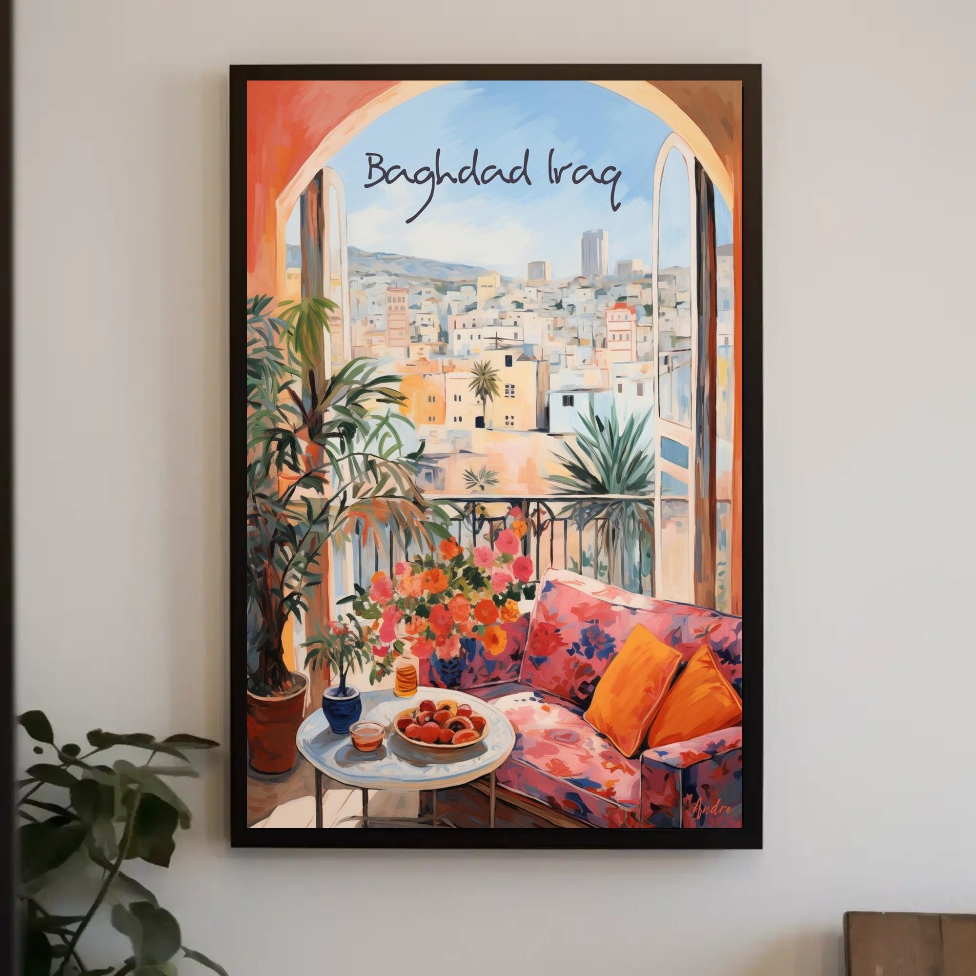 Baghdad Balcony View: Urban Serenity Poster