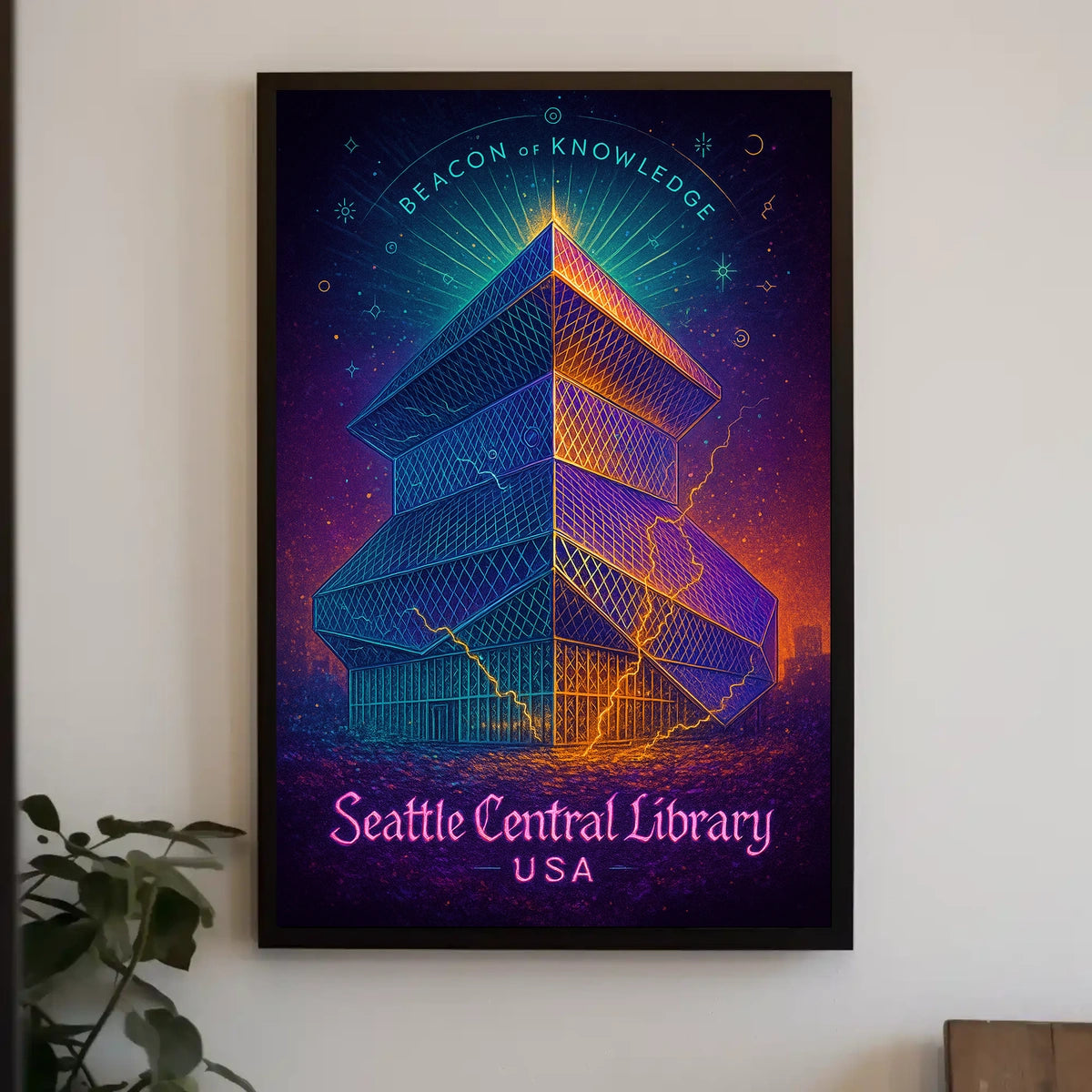 Seattle Central Library Beacon of Knowledge Poster