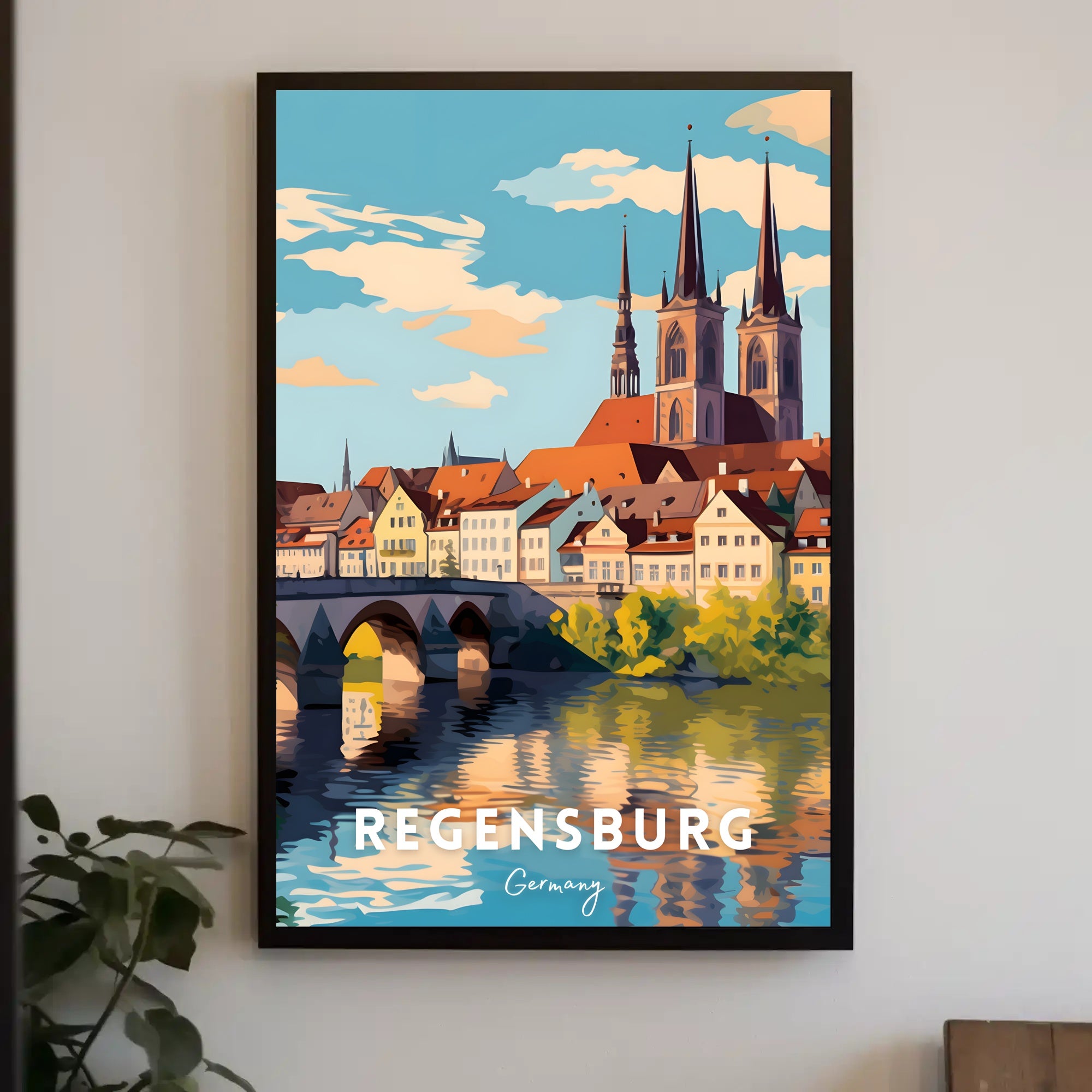 Regensburg Cityscape Travel Poster