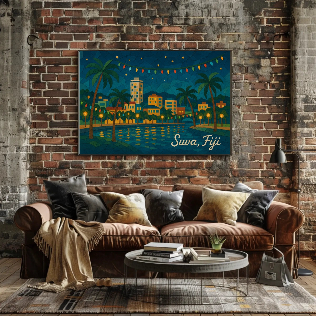 Suva, Fiji Nighttime Cityscape Poster