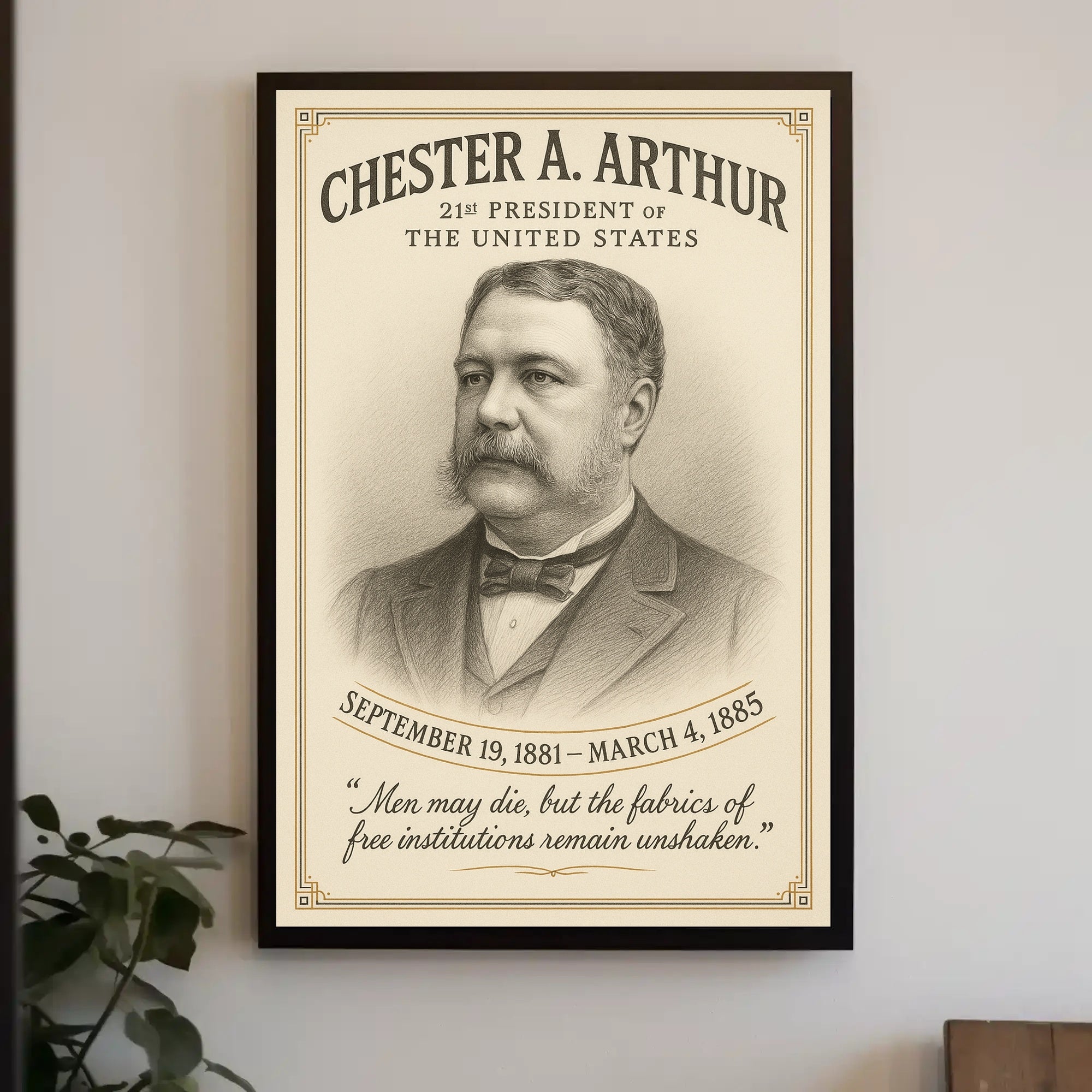 Chester A Arthur 21st President Sketch Poster Art Print PosterGoat