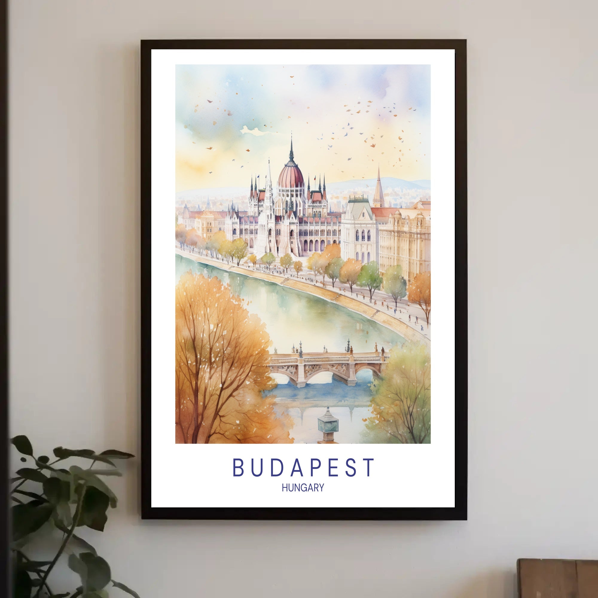 Budapest Hungary Autumn Watercolor Art Urban or Cityscape Poster PosterGoat