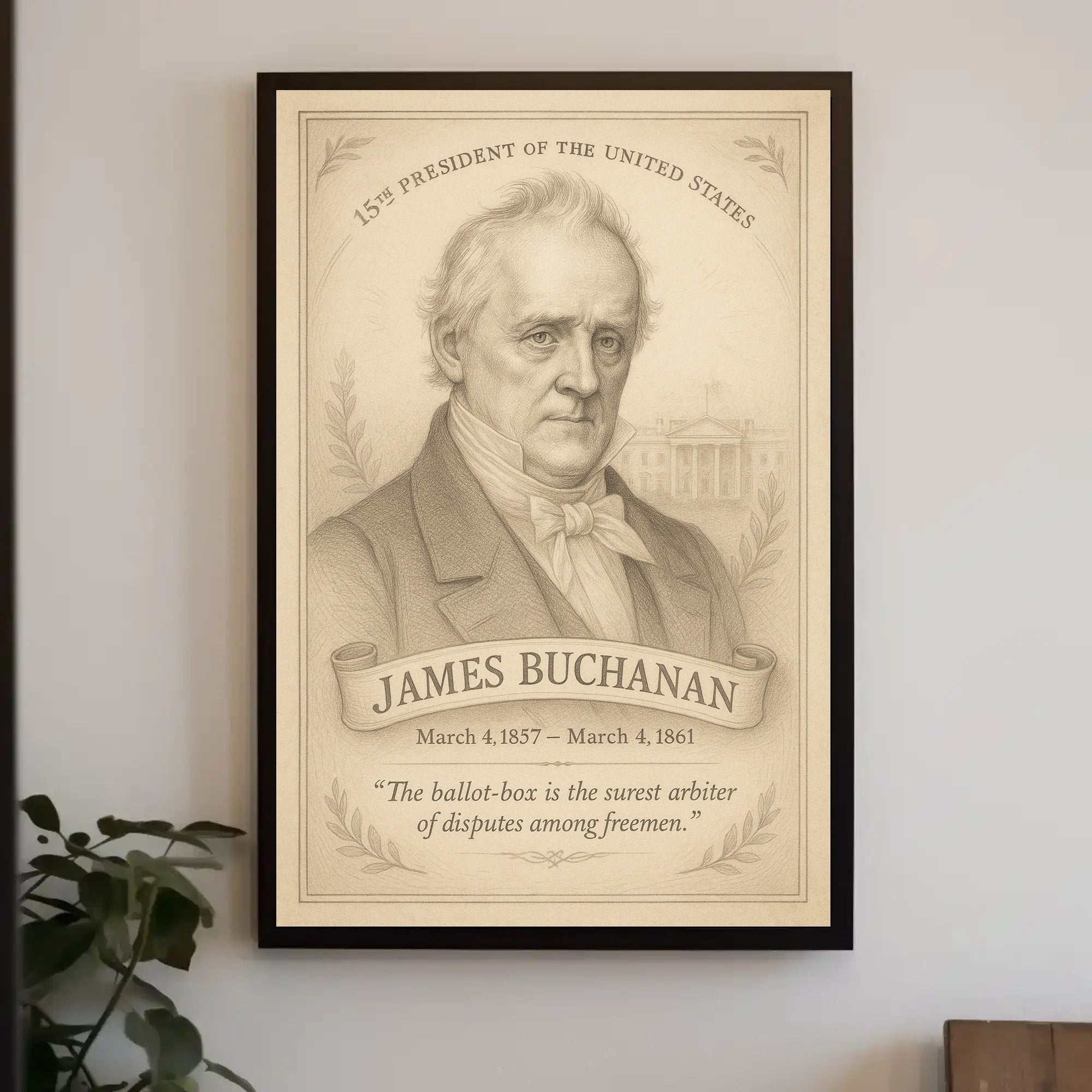 James Buchanan 15th President Sketch Poster Art Print PosterGoat