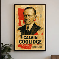 Calvin Coolidge 30th President of the United States Layered paper Collage Poster