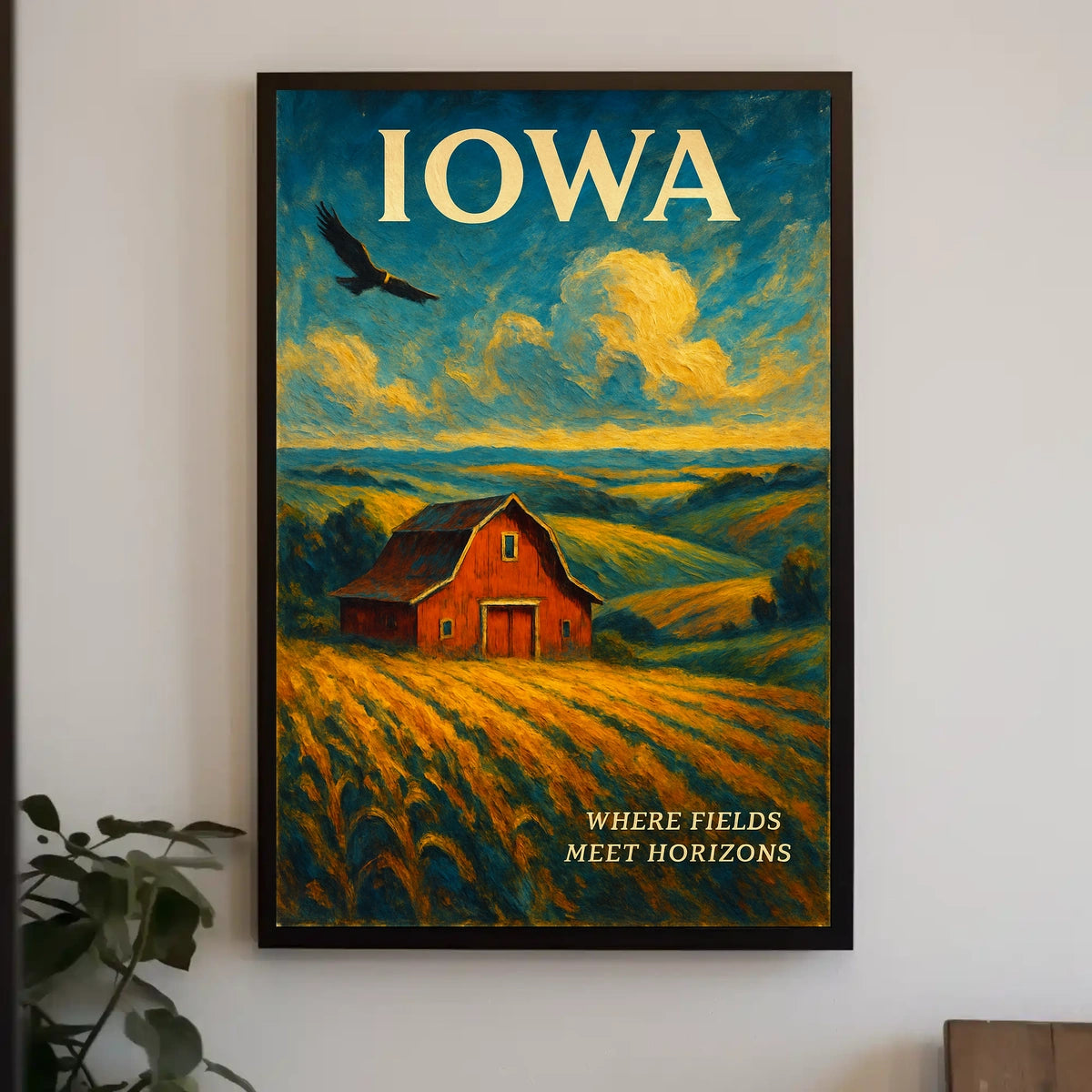 Iowa Where Fields Meet Horizons Poster