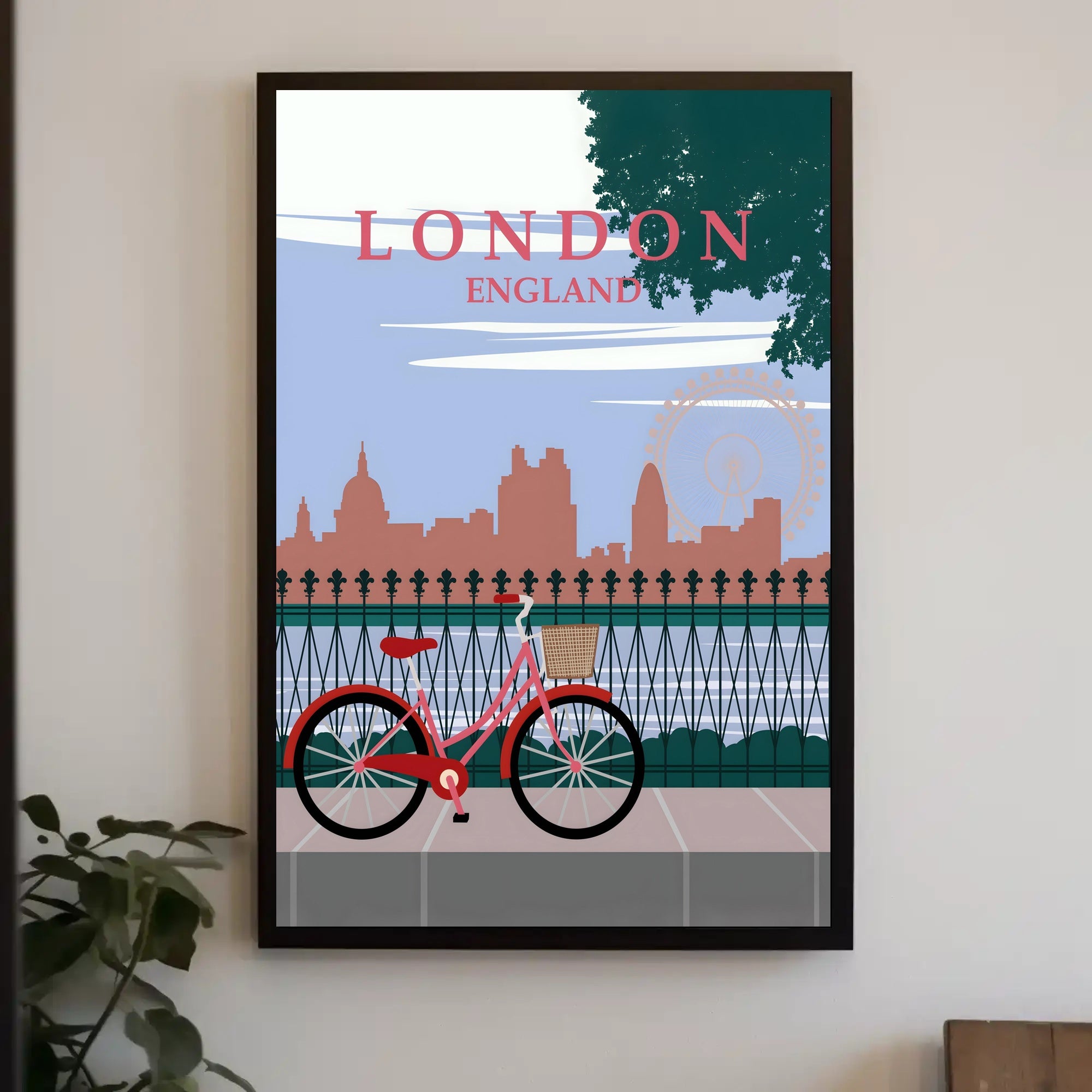 London Cityscape Silhouette: Bold Lettering Travel Poster