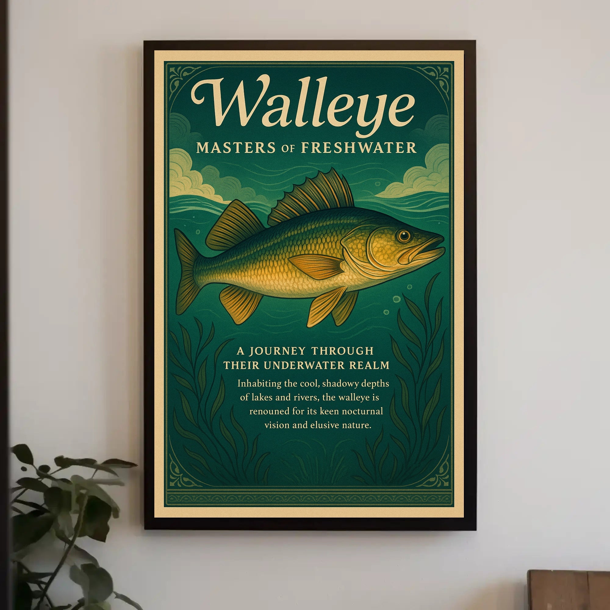Walleye Fish Illustration: A Master of Freshwater Environments Animal Poster