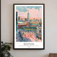 Boston Cityscape Illustration Poster PosterGoat