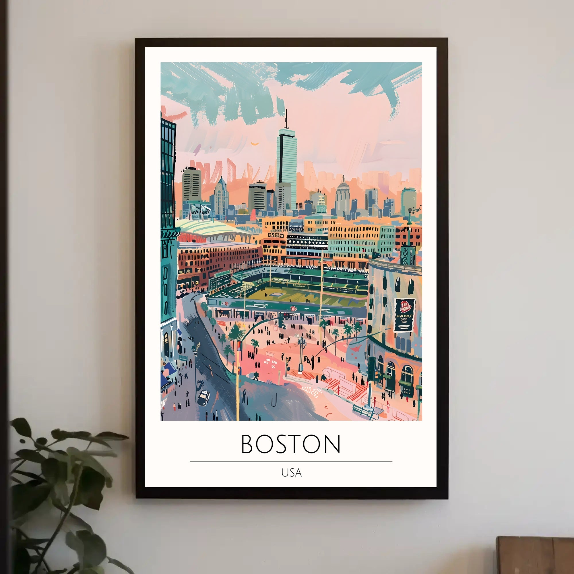 Boston Cityscape Illustration Poster PosterGoat