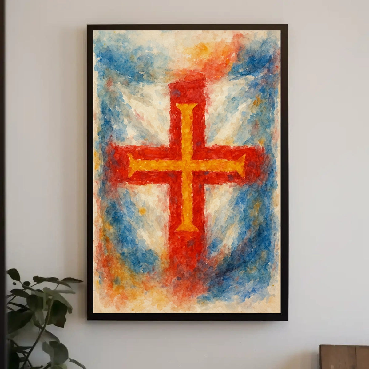 Abstract Cross in Watercolor Poster