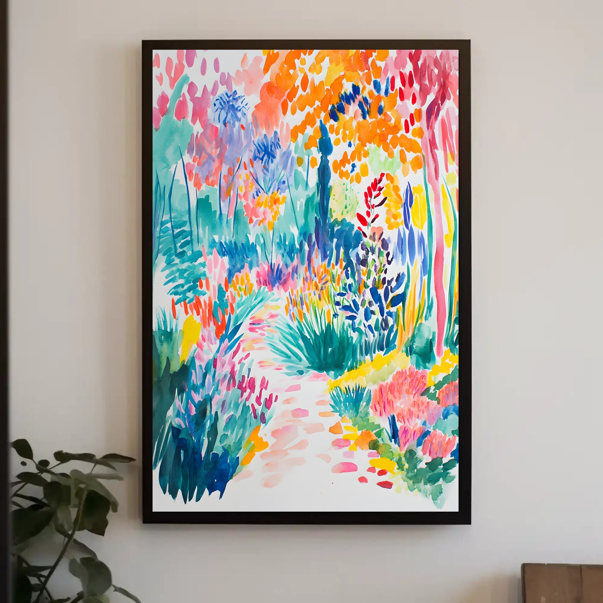 Vibrant Garden Scene Artistic Poster