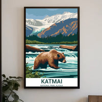 Katmai National Park Vintage Travel Poster
