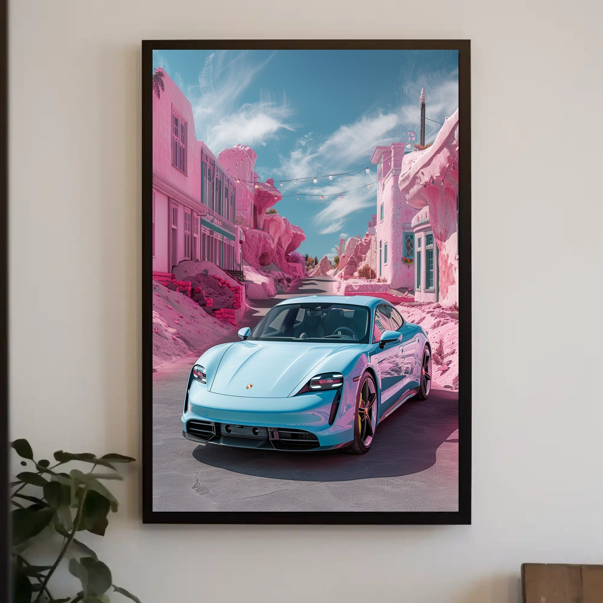 Futuristic Drive in a Surreal Landscape Poster PosterGoat