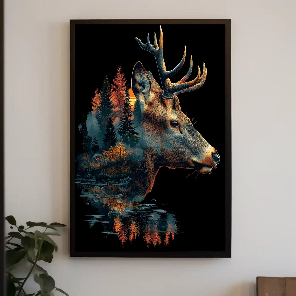 Deer and Nature Surreal Art Poster Decor