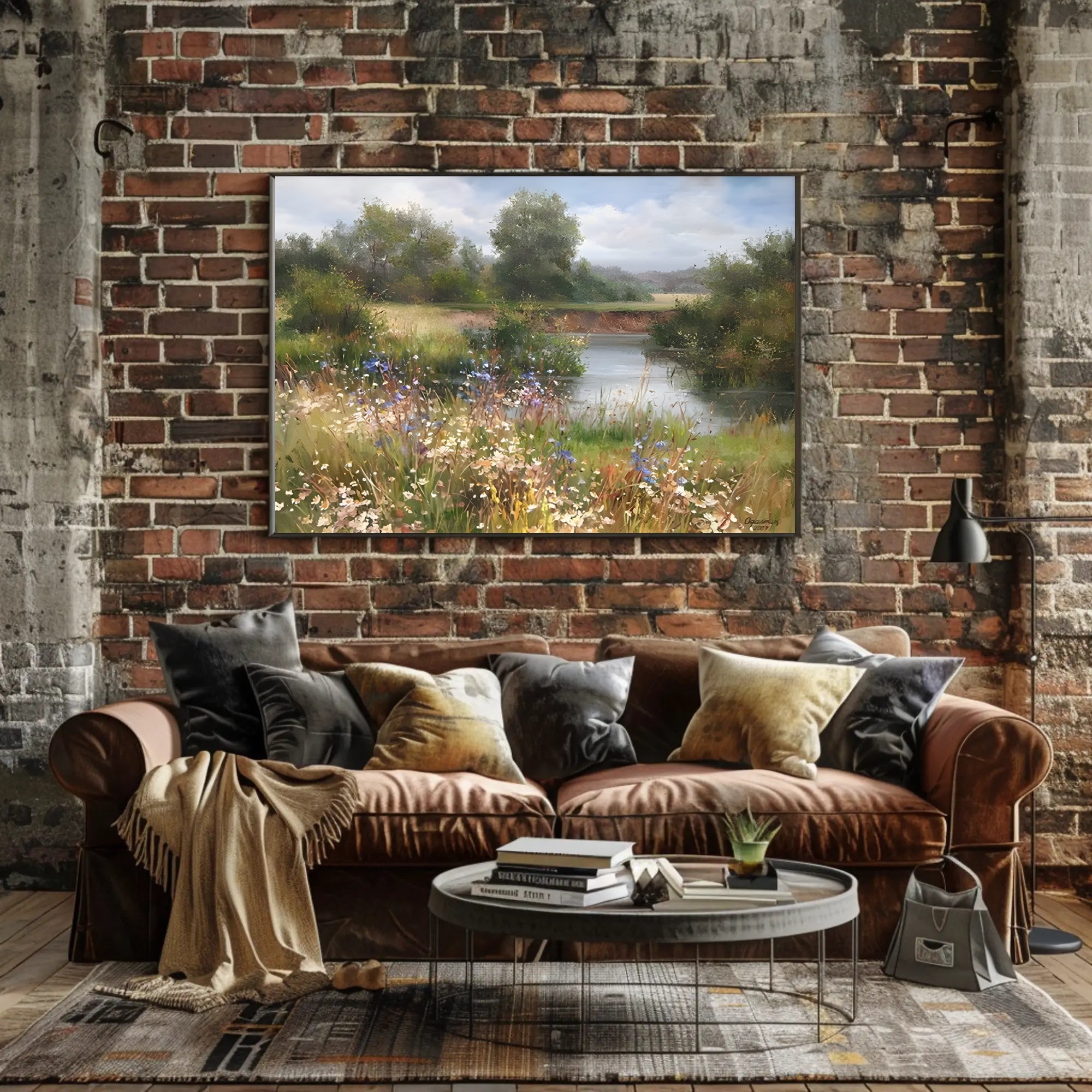 Tranquil Riverside Landscape Poster