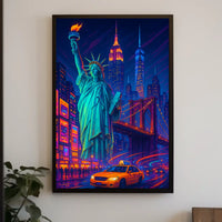 New York City Poster Modern Neon Nightlife Wall Art