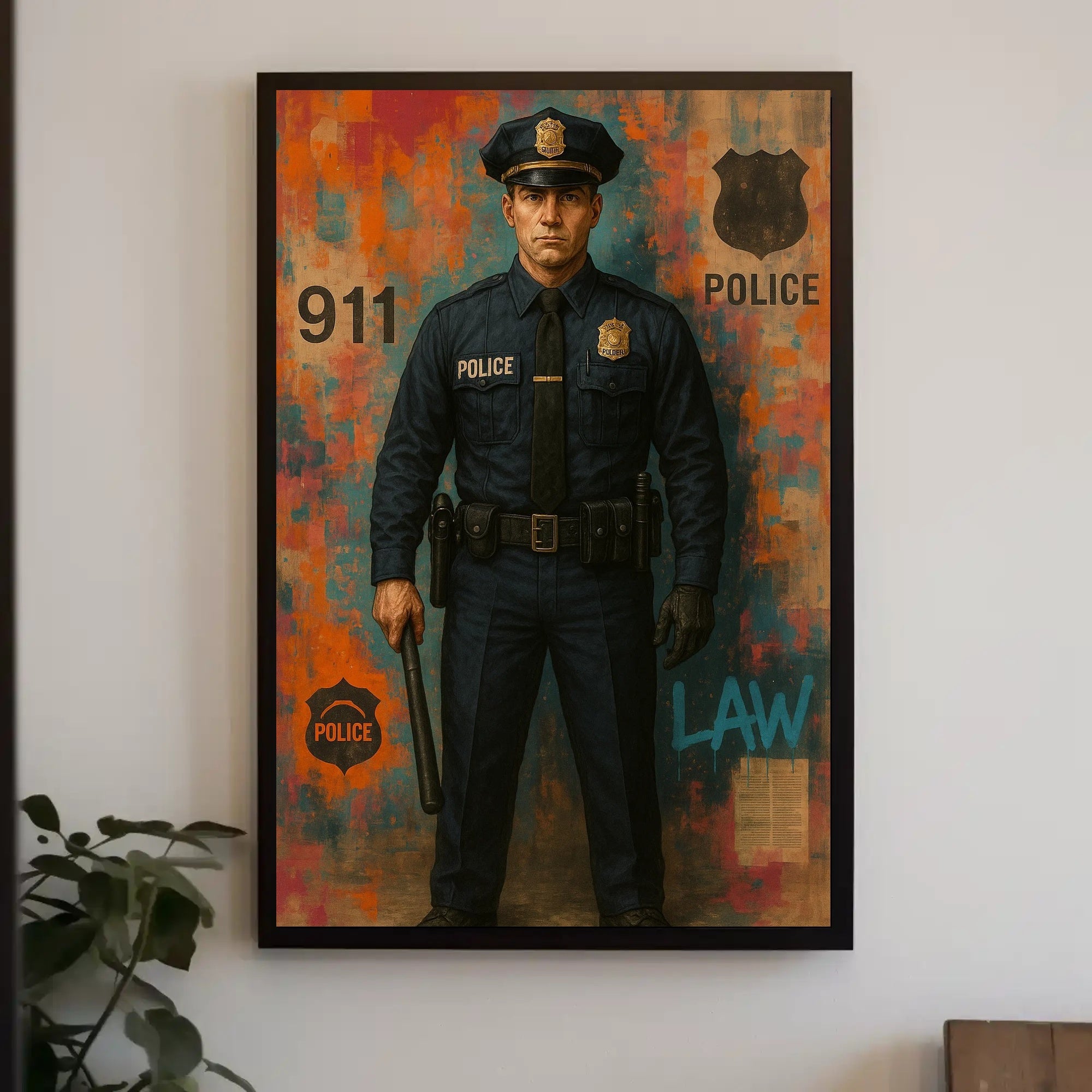 Bold Police Officer Portrait for Law, Order, and Justice Poster
