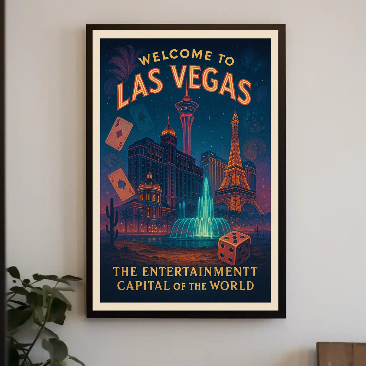 Las Vegas Vintage Travel Poster: Iconic Landmarks & Glamour