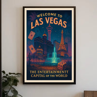 Las Vegas Vintage Travel Poster: Iconic Landmarks & Glamour