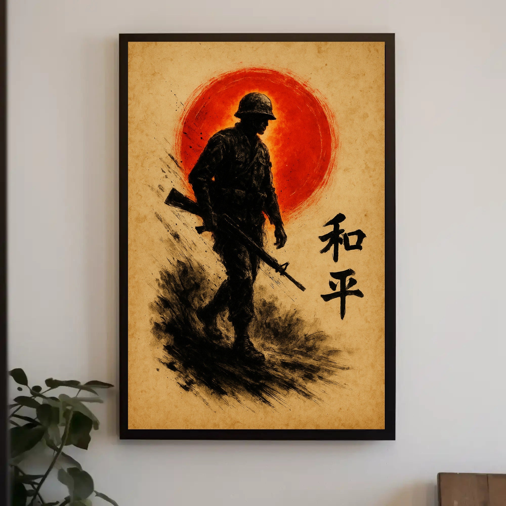 Silhouette Soldier Against Sun: Cultural or Heritage Poster