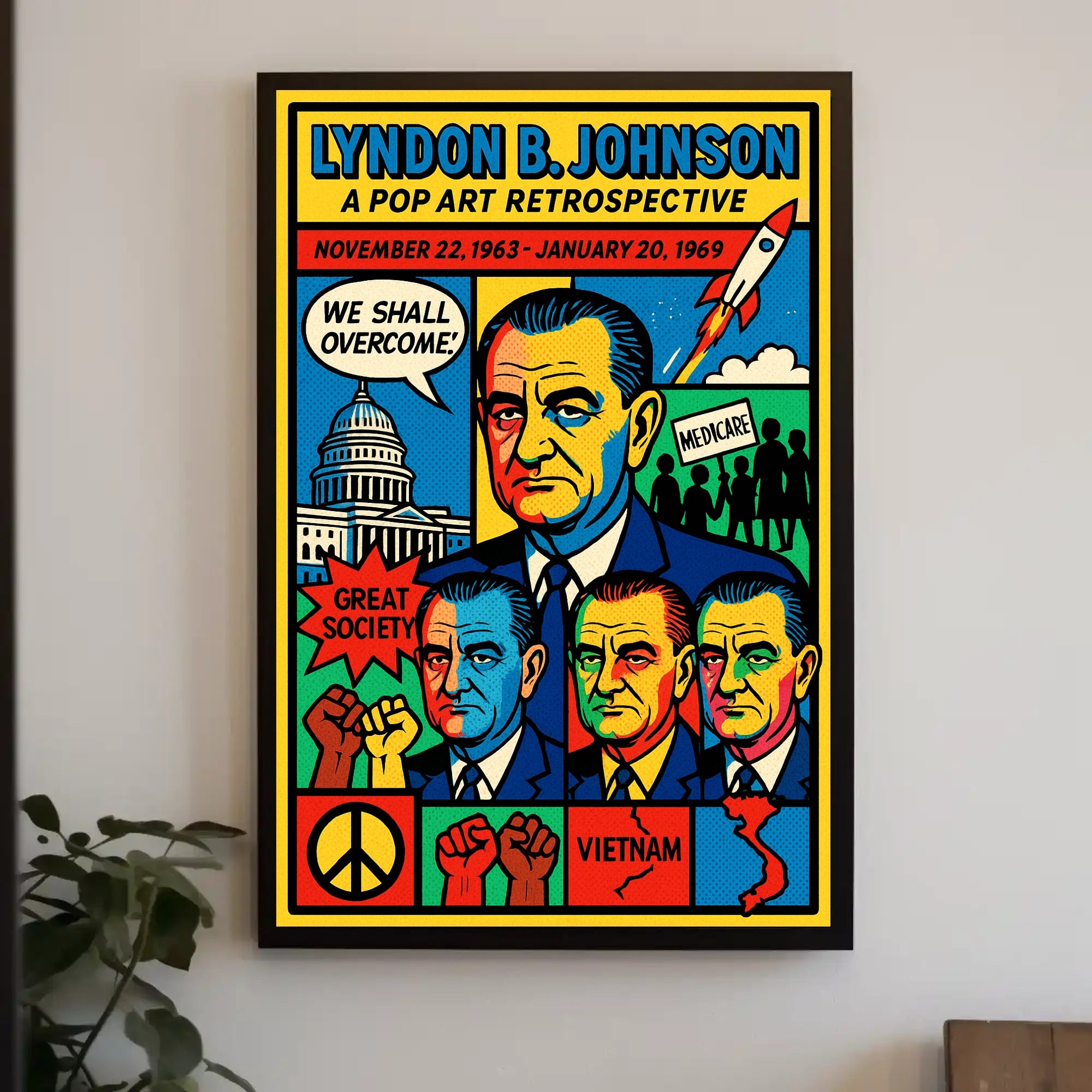 Lyndon B. Johnson A Pop Art Retrospective Poster PosterGoat