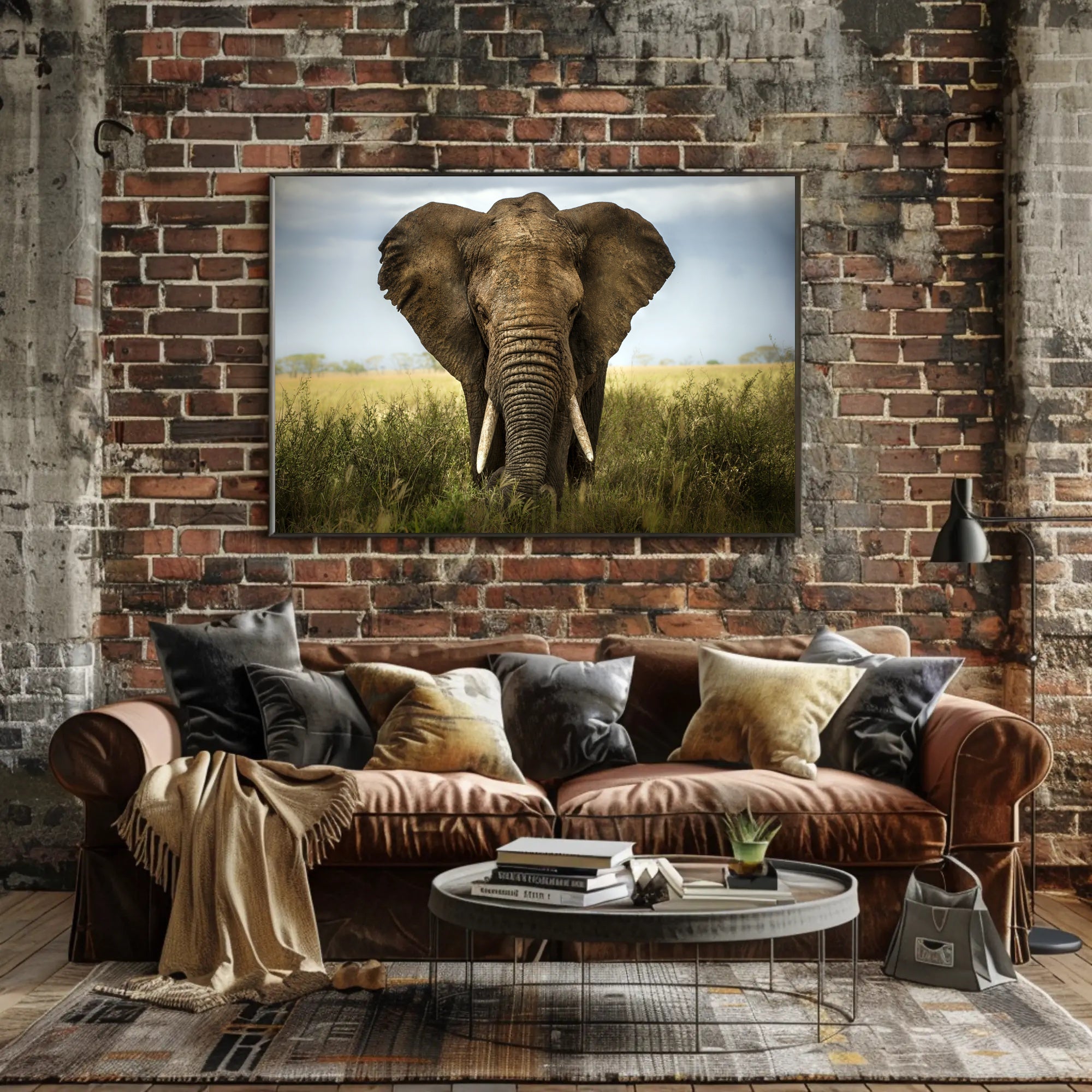 Majestic Elephant in African Savanna Animal Poster