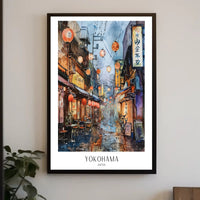 Yokohama Street Scene Poster PosterGoat