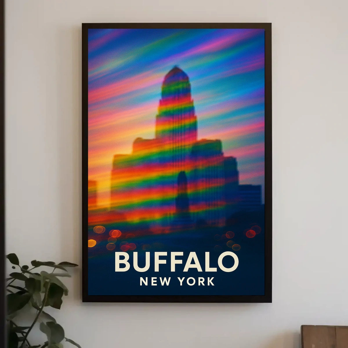 Buffalo Skyline Vibrant Digital Painting Souvenir Poster