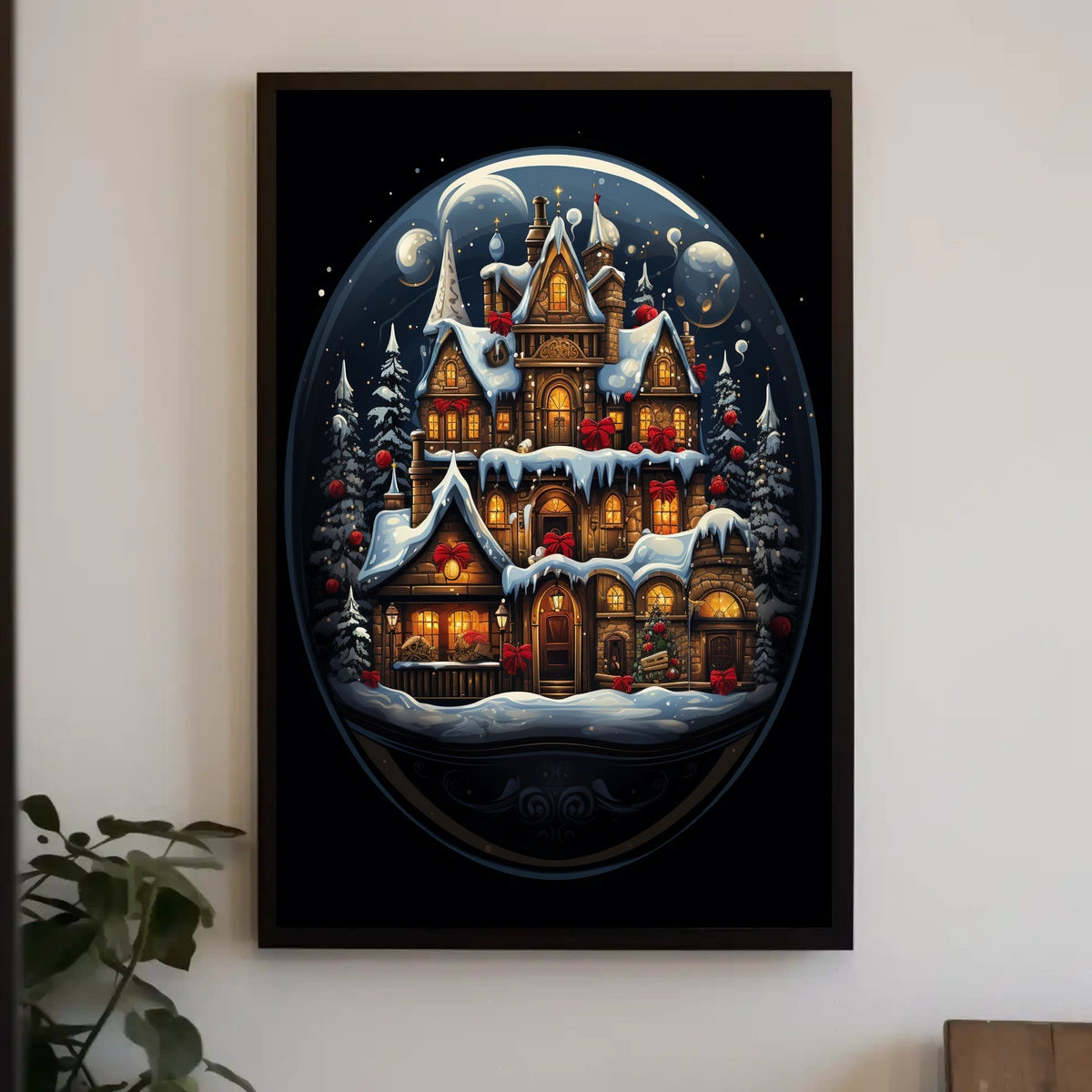 Christmas Wonderland Victorian House Festive Artistic Poster