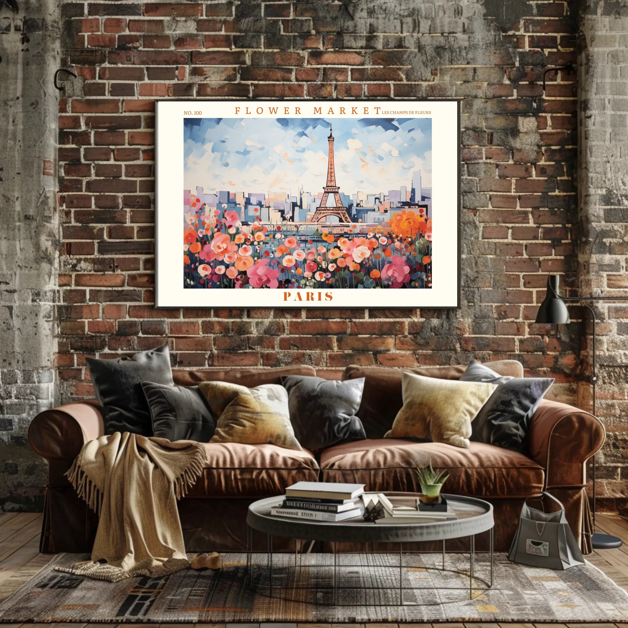 Vibrant Paris Scene with Eiffel Tower Travel Poster