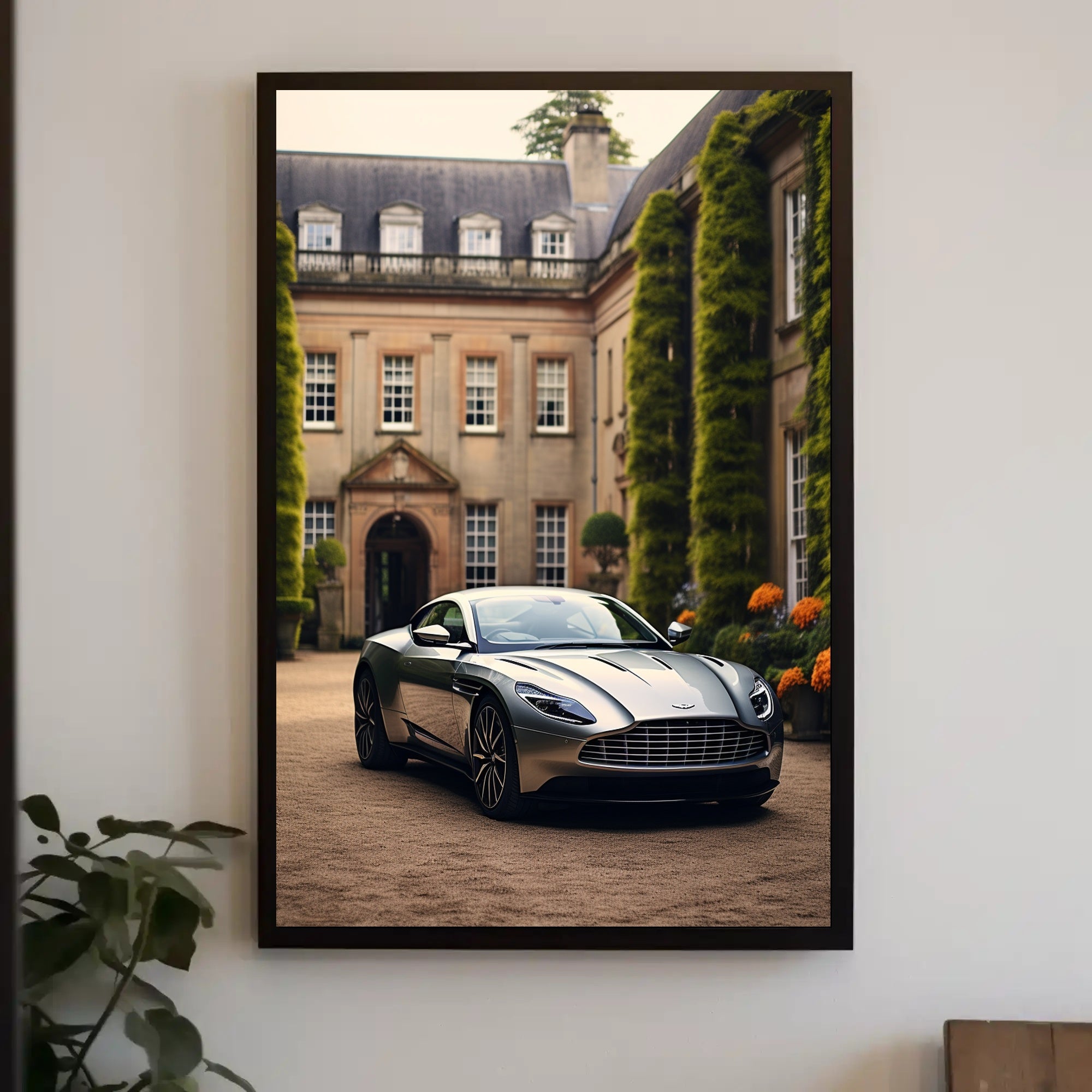 Luxury Car at Elegant Estate Poster PosterGoat