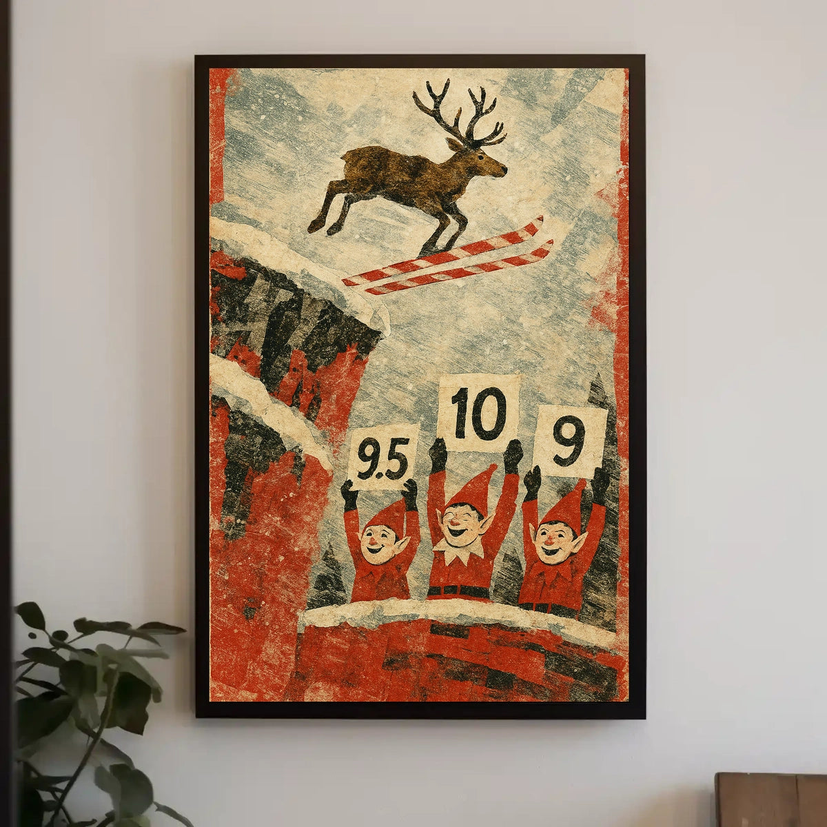 Reindeer Ski Jump Poster