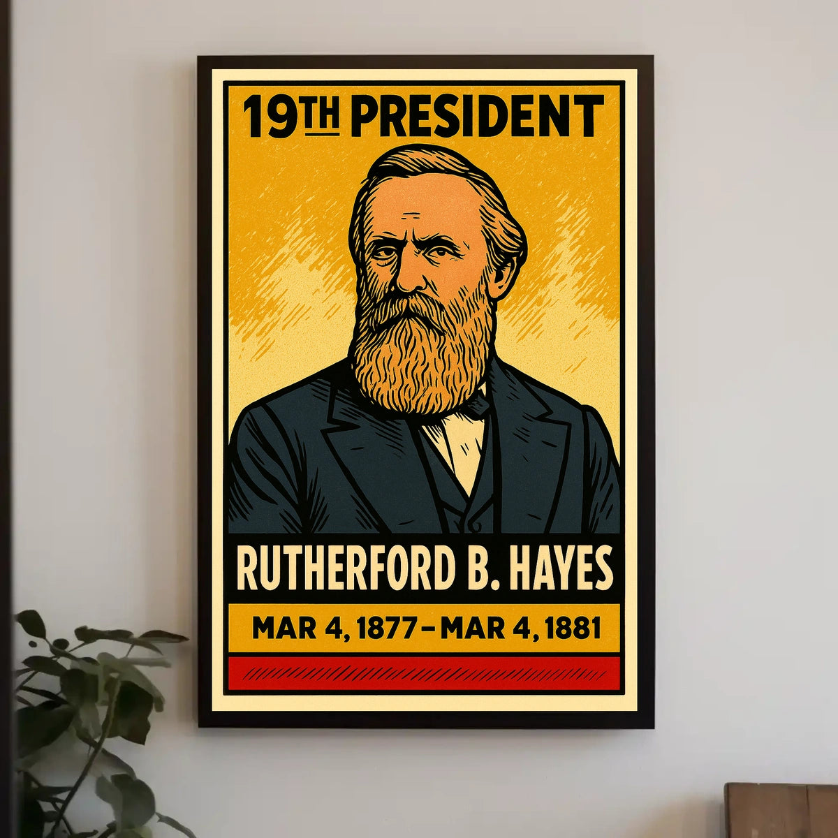 Rutherford B. Hayes 19th President of the United States Inked Comic Style Poster